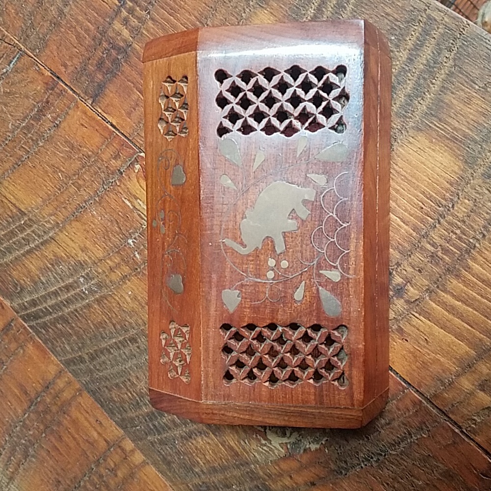 Hand Made In India Wooden Elephant Trinket Jewelry Box